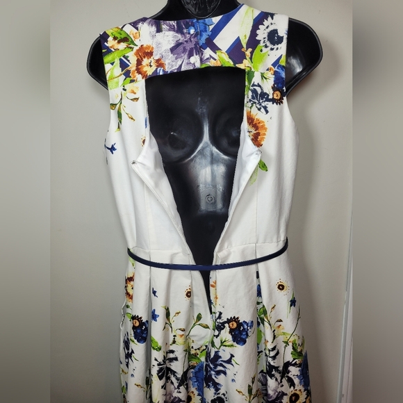 Signature Darby Established 1962 Floral Fit & Flare Tea Length Dress sz 10 - Picture 5 of 16